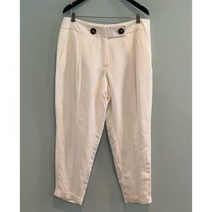 Calvin Klein White Linen Ankle Pants 14W